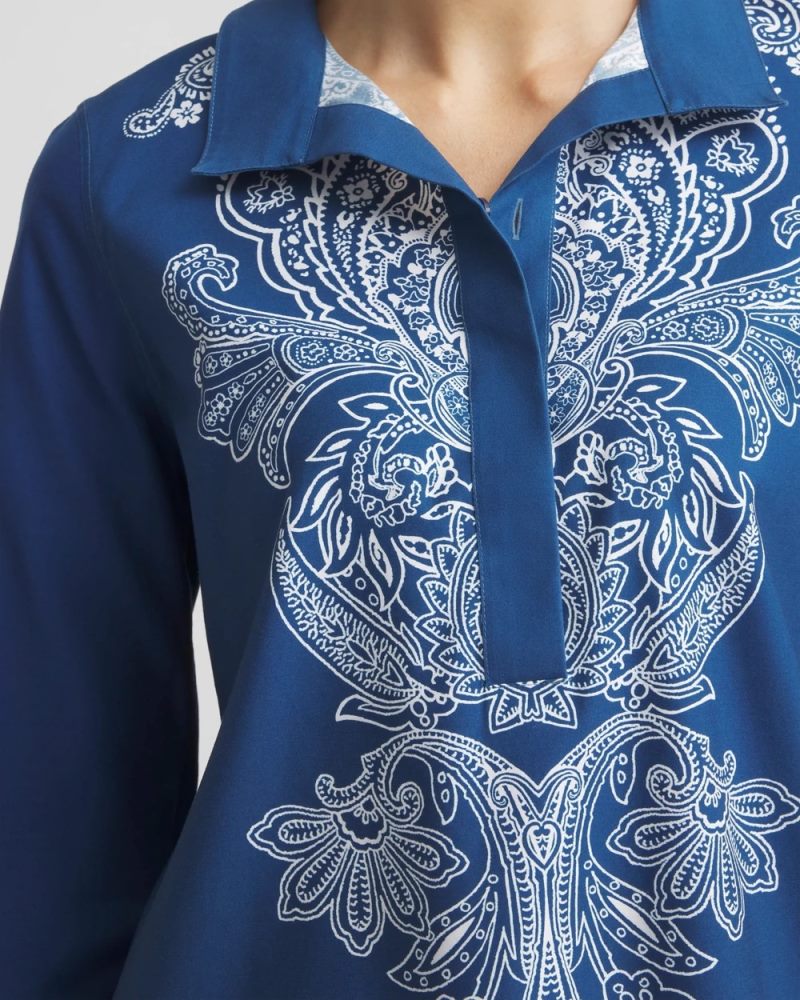 Chicos No Iron Paisley Buttonback Tunic - SEAPORT