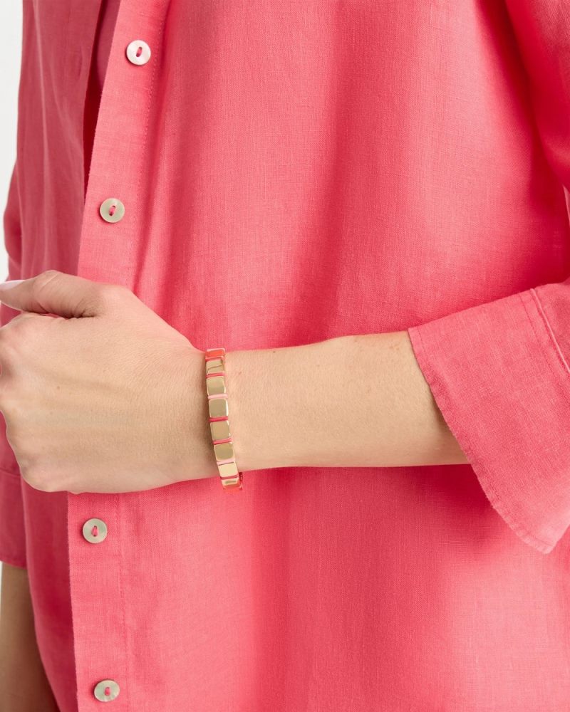 Chicos Glam Goldtone Slice Stretch Bracelet - CORAL