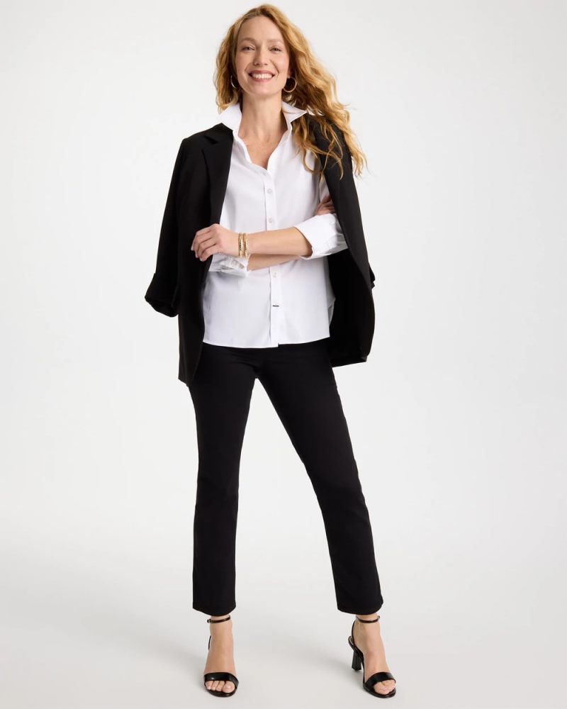 Chicos Pull-On Straight Jeans - BLACK