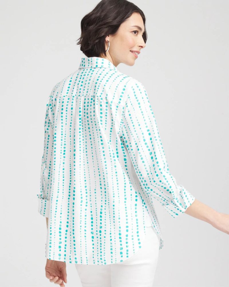 Chicos No Iron Sateen Bubble Print Shirt - SEASPRAY