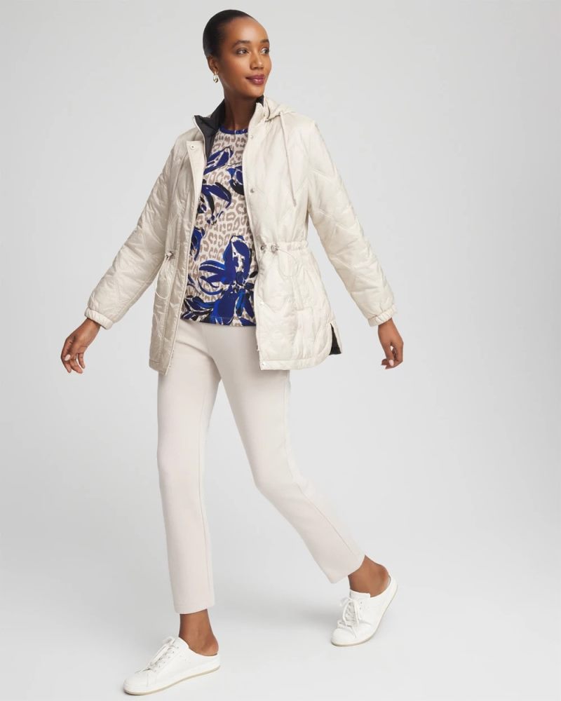 Chicos Zenergy® Water-Resistant Quilted Anorak Jacket - SMOKEY TAUPE