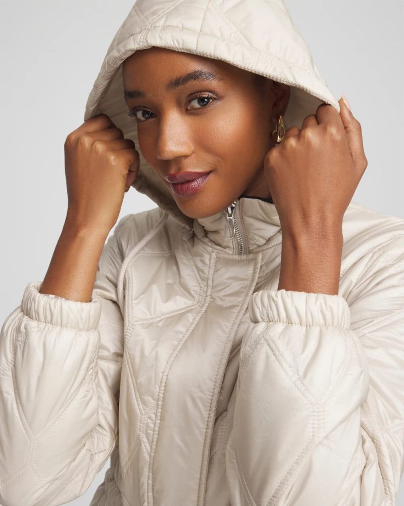 Chicos Zenergy® Water-Resistant Quilted Anorak Jacket - SMOKEY TAUPE