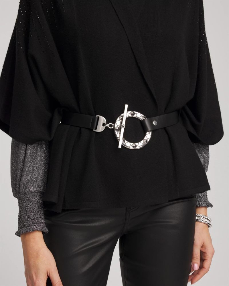 Chicos Silver Toggle Trouser Belt - BLACK/SILVER