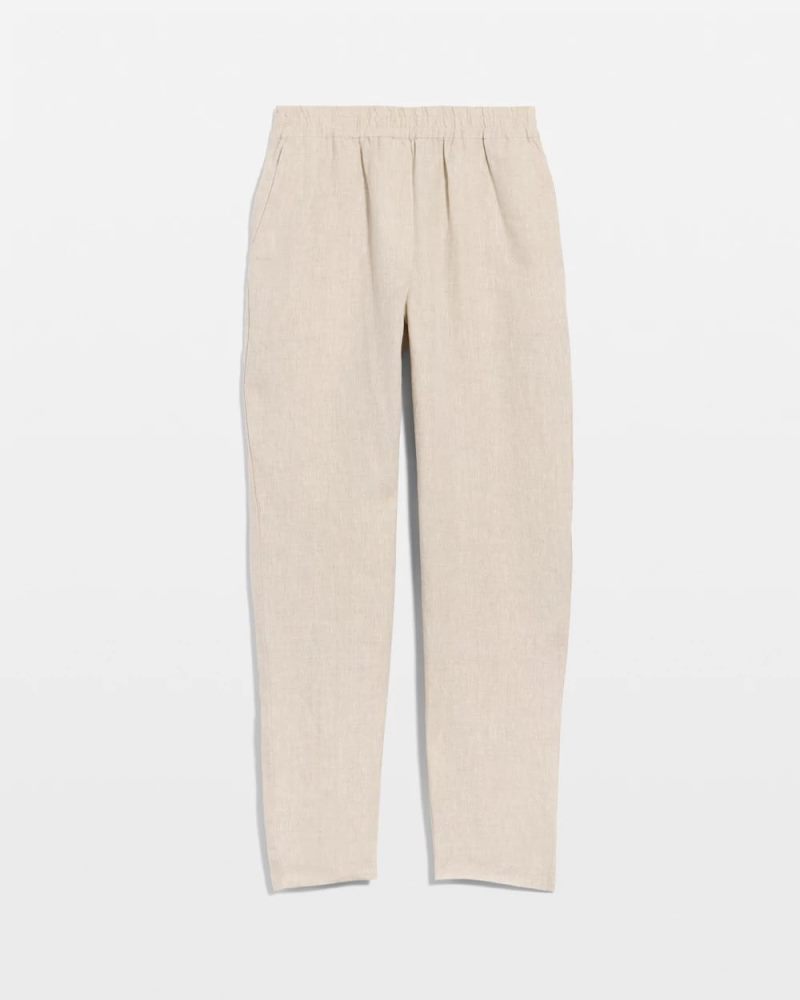 Chicos Linen Straight Tapered Ankle Pants - OATMEAL