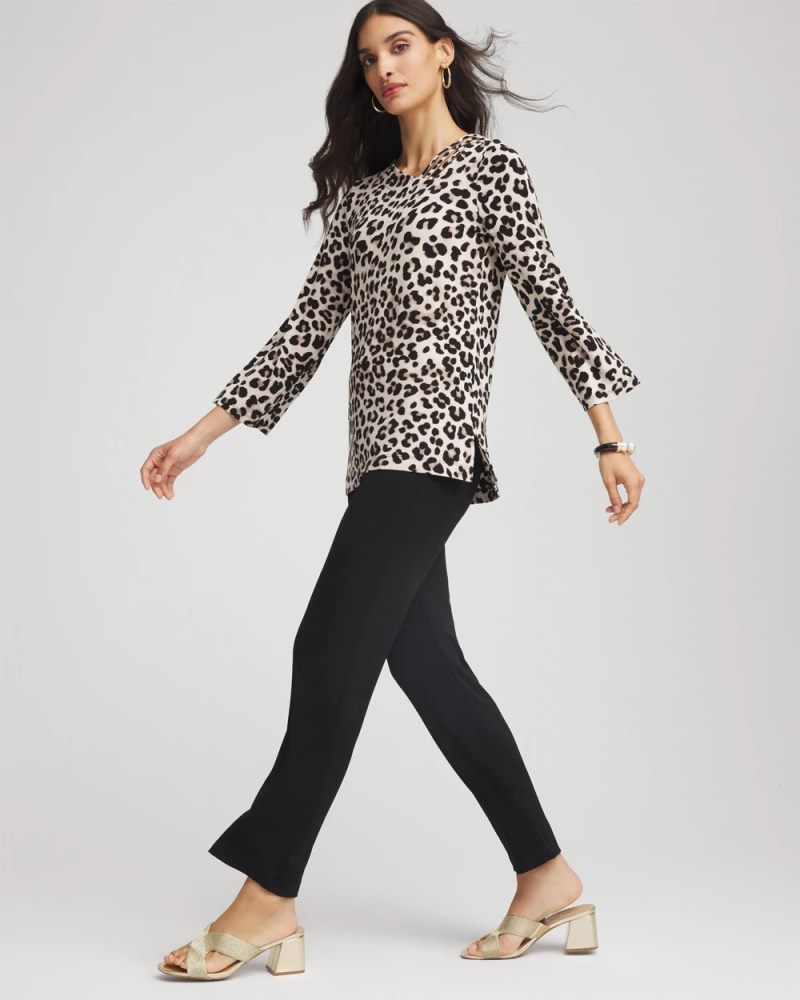Chicos Travelers™ Animal-Print Lattice Top - DEEP TAUPE
