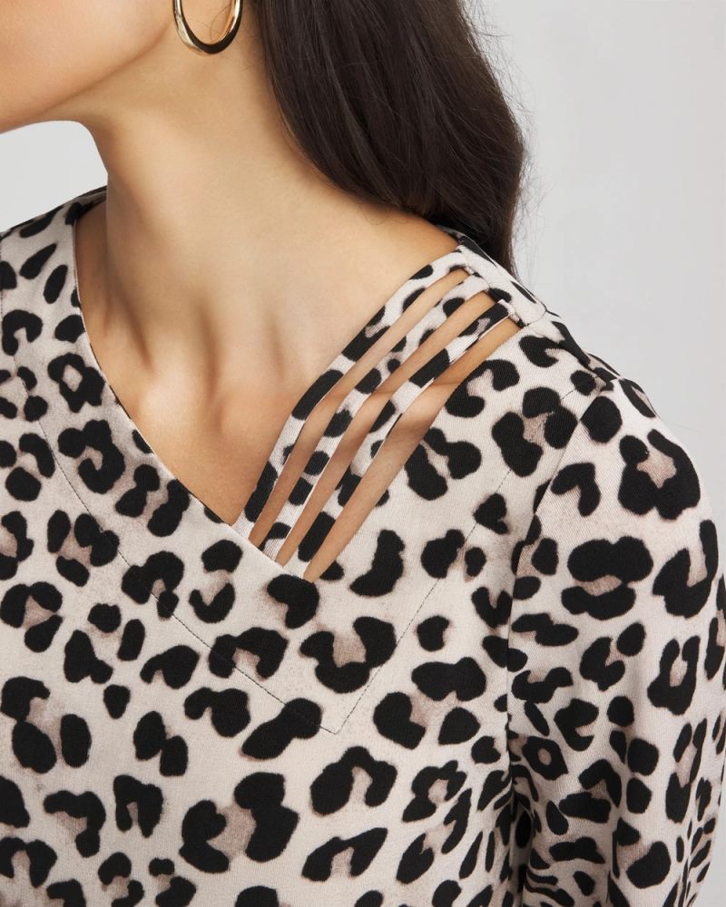 Chicos Travelers™ Animal-Print Lattice Top - DEEP TAUPE
