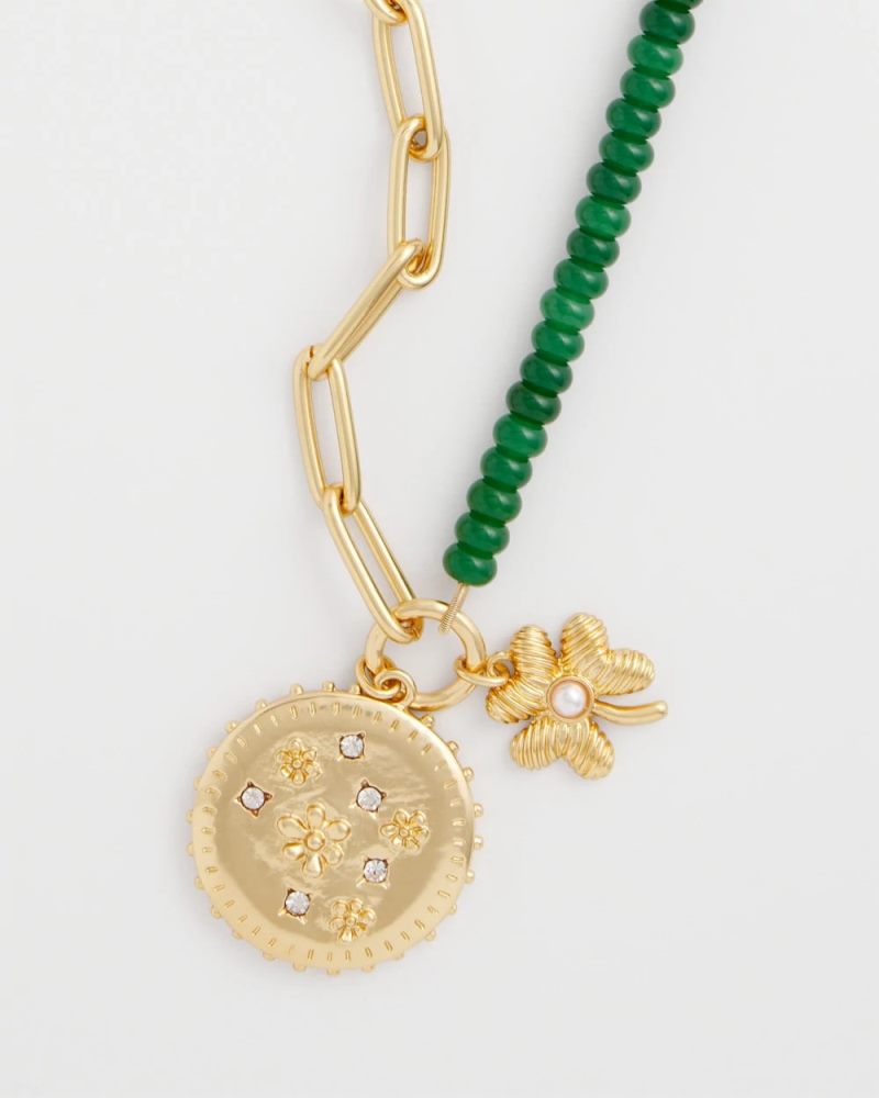 Chicos Short Clover Pendant Necklace - GREEN