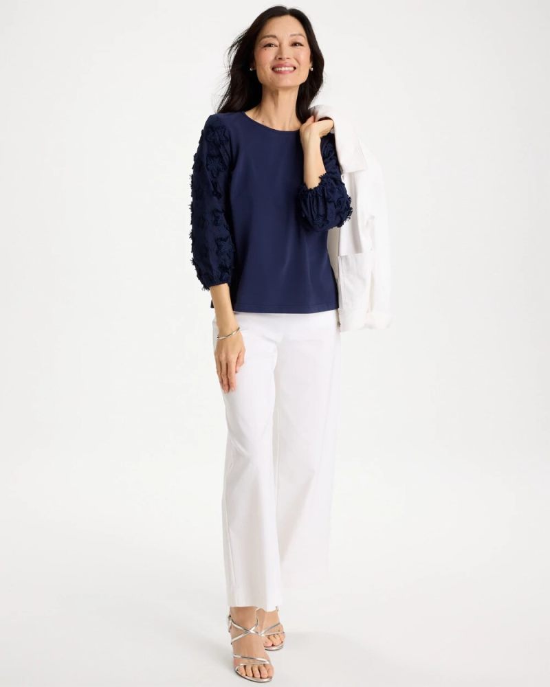 Chicos Star Cutout 3/4 Sleeved Tee - PASSPORT BLUE