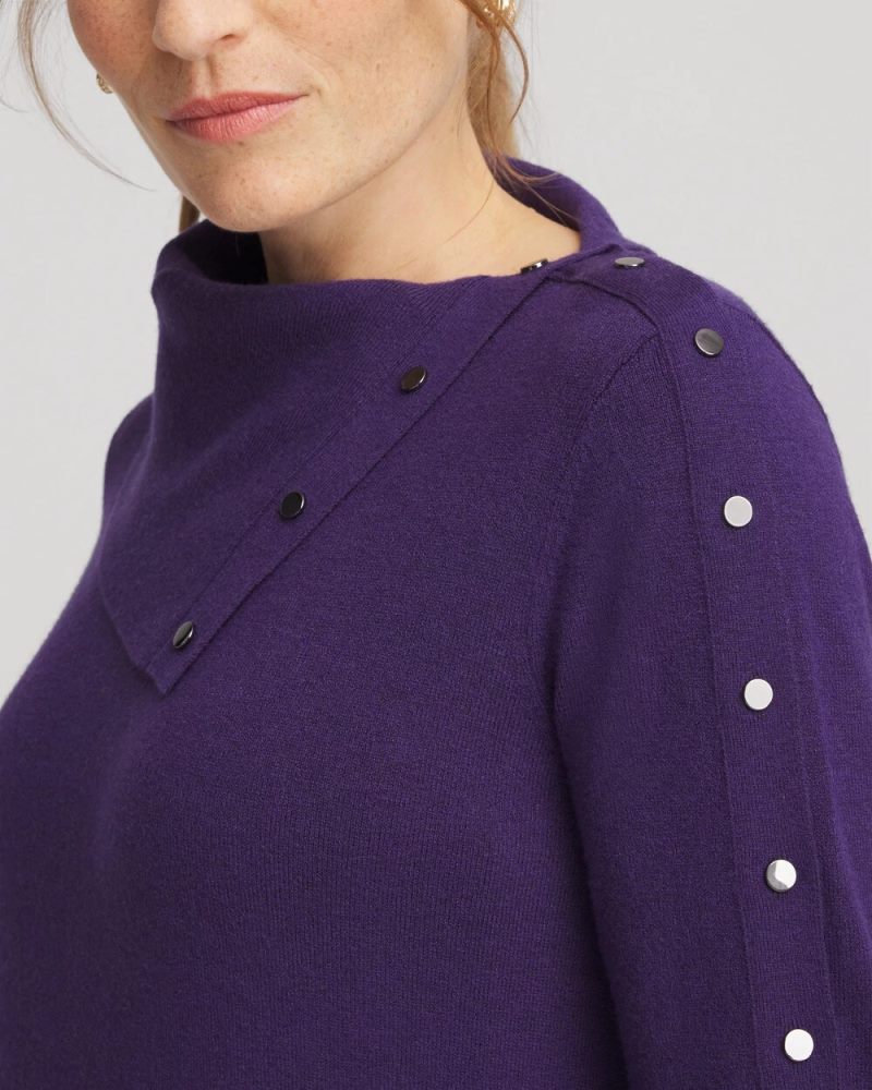 Chicos Zenergy® Luxe Envelope Neck Sweater - PURPLE ELIXIR