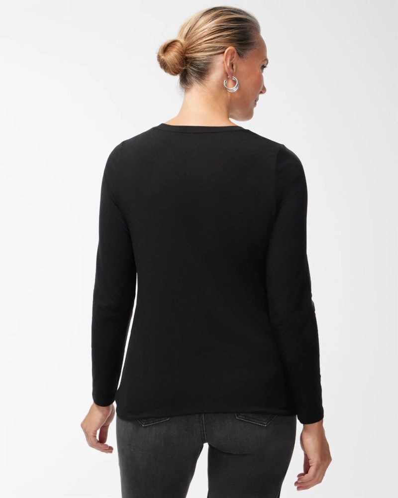 Chicos Pima Layering Tee - BLACK