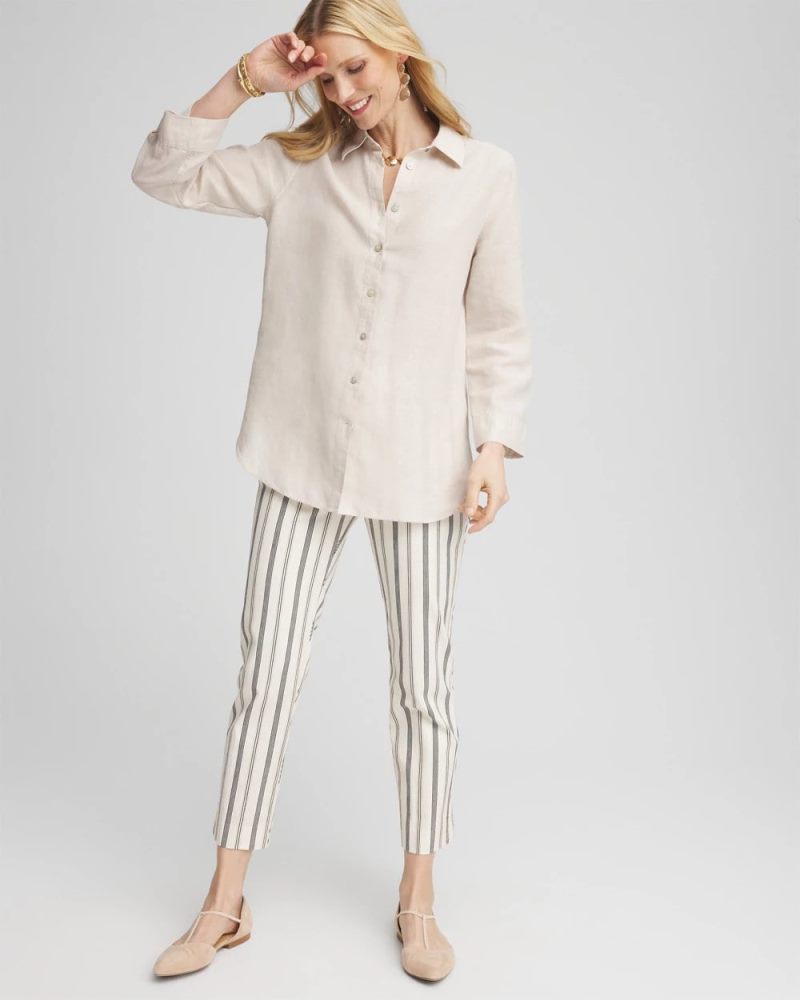 Chicos Brigitte™ Slub Striped Cropped Pants - ECRU