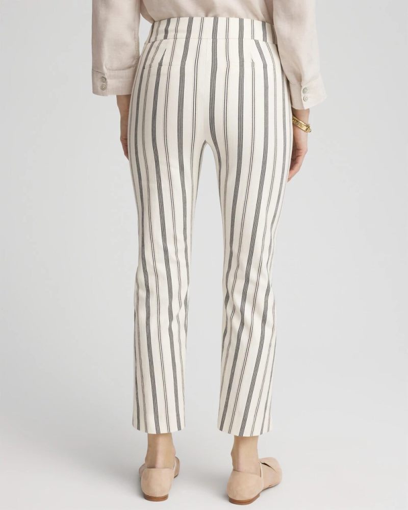 Chicos Brigitte™ Slub Striped Cropped Pants - ECRU