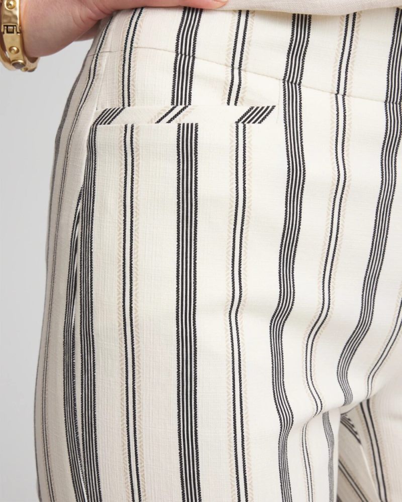 Chicos Brigitte™ Slub Striped Cropped Pants - ECRU