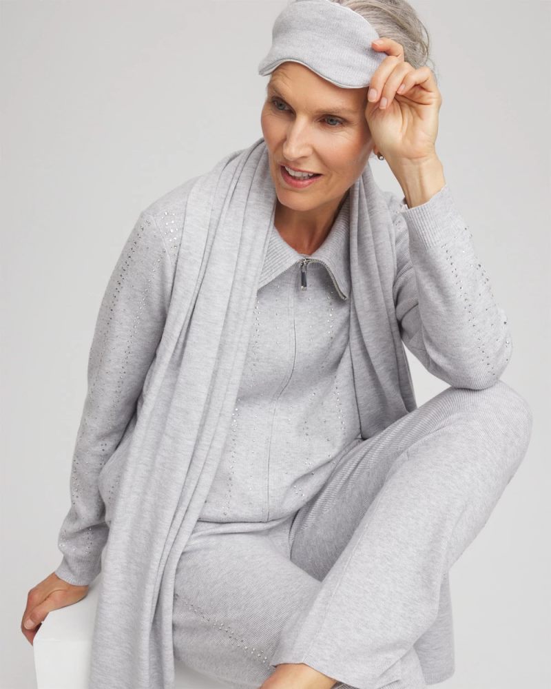 Chicos Wrap & Eye Mask Travel Set - FROSTED GRAY HEATHER