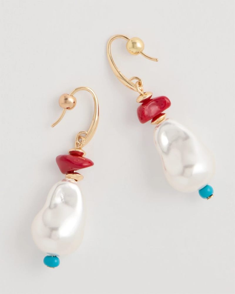 Chicos Beaded Linear Drop Earrings - MULTI