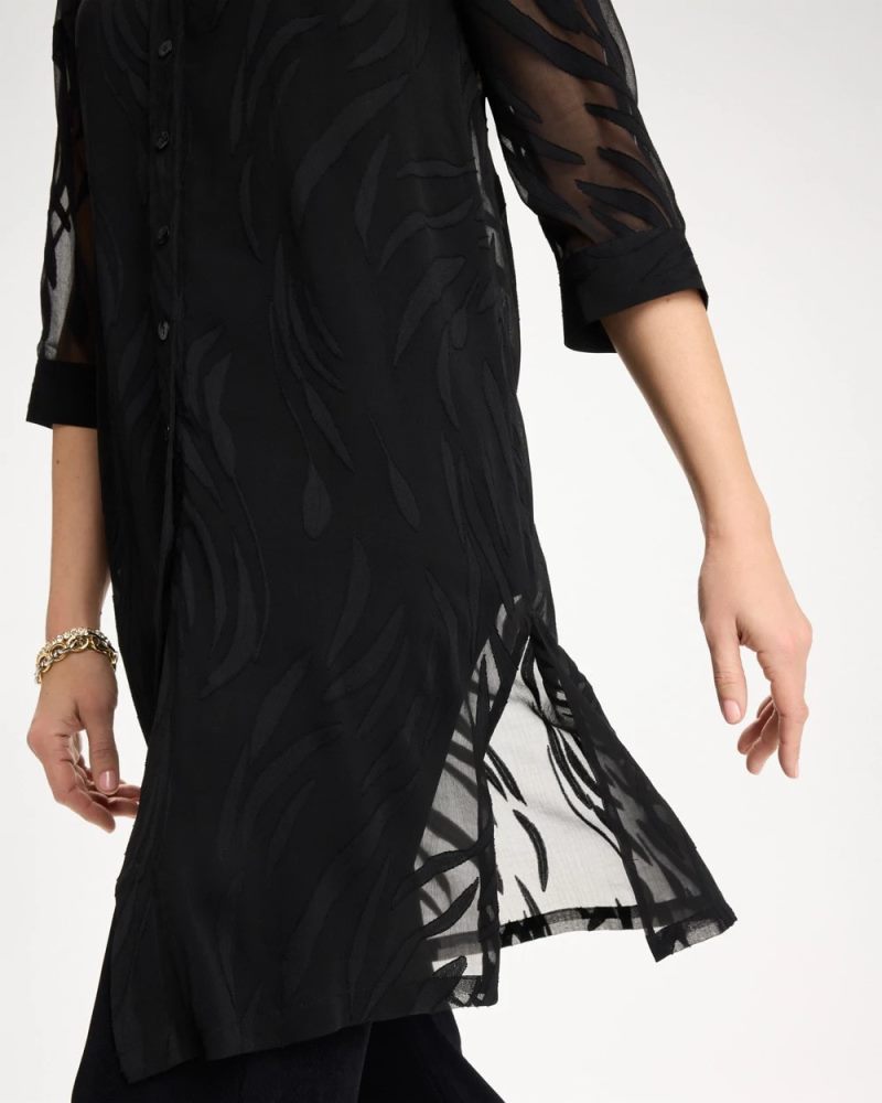 Chicos Travelers™ Collection Sheer Jacquard Topper - TRAVELERS BLACK