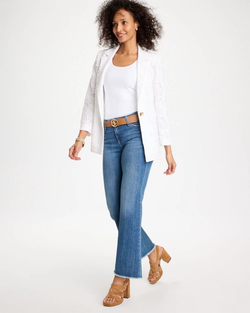 Chicos Classic Lace Blazer - ALABASTER