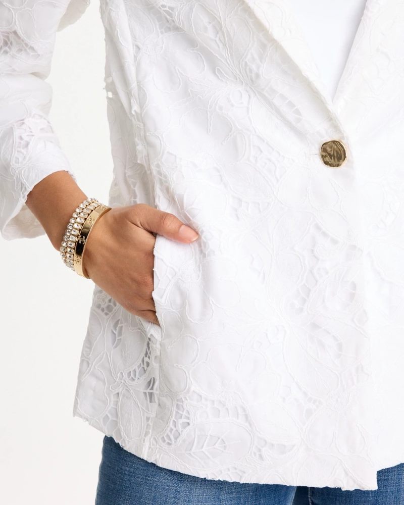 Chicos Classic Lace Blazer - ALABASTER