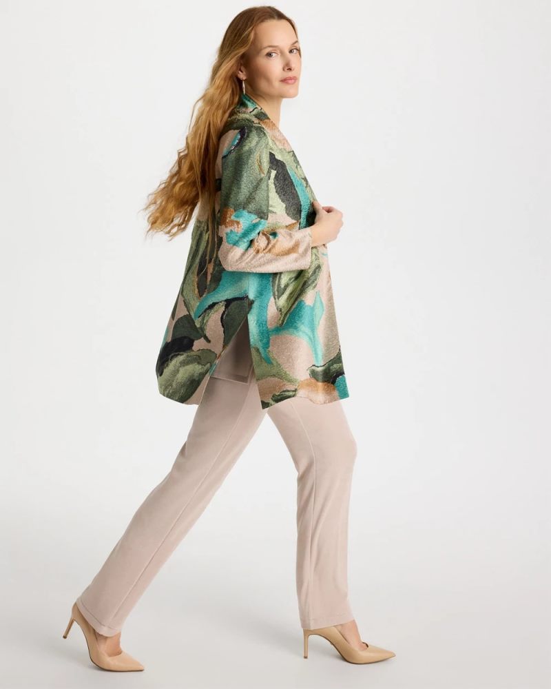 Chicos Travelers™ Soft Bloom Reversible Crushed Jacket - KELP FOREST