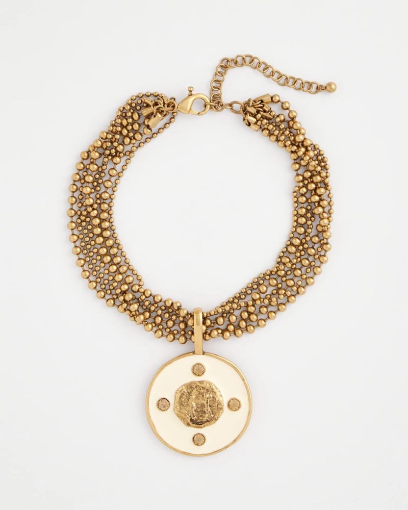 Chicos White Enamel Pendant Necklace - WHITE