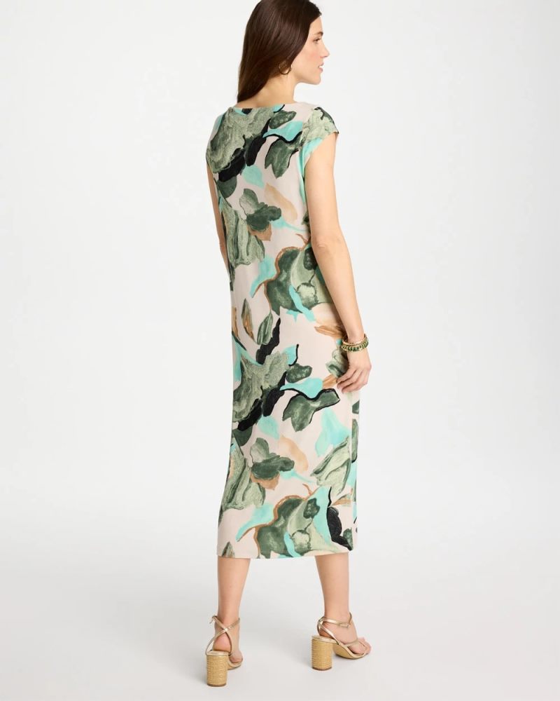 Chicos Travelers™ Soft Bloom Midi Dress - KELP FOREST