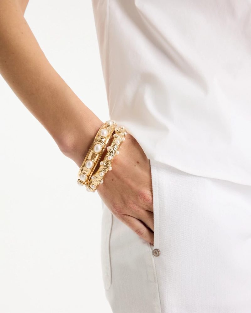 Chicos Stretch Cuff Bracelet Set of Two - GOLD