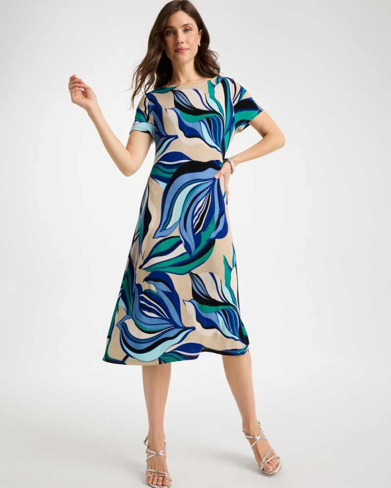 Chicos Travelers™ Marble Flora Swing Dress - RICH COBALT