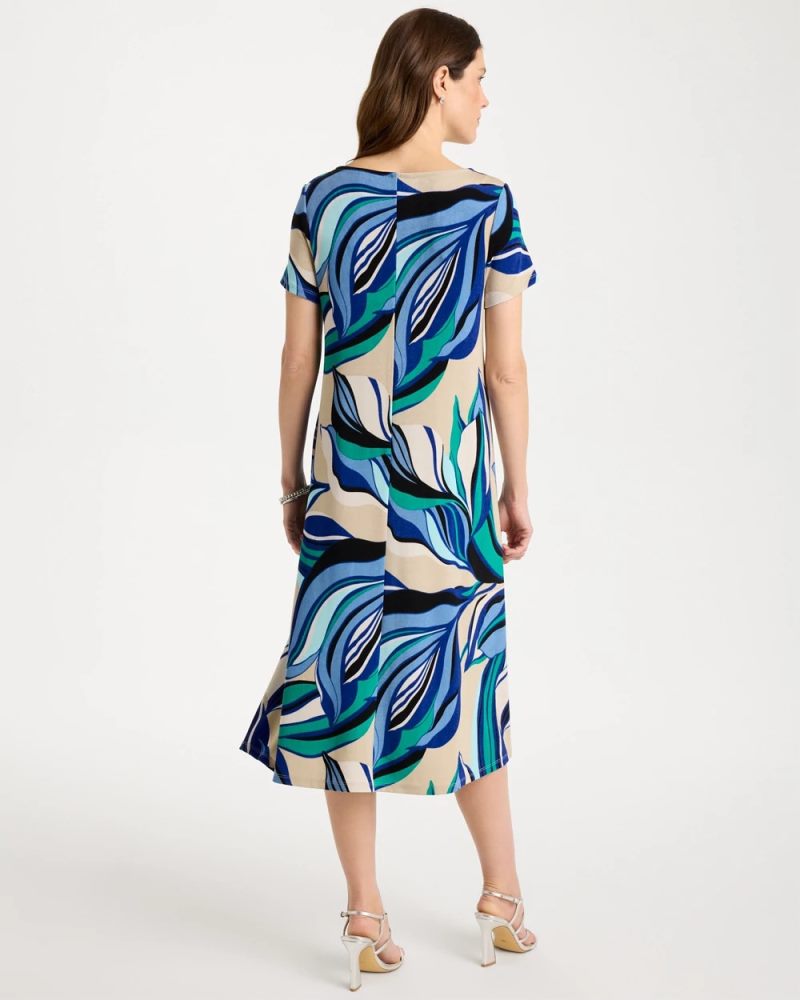 Chicos Travelers™ Marble Flora Swing Dress - RICH COBALT