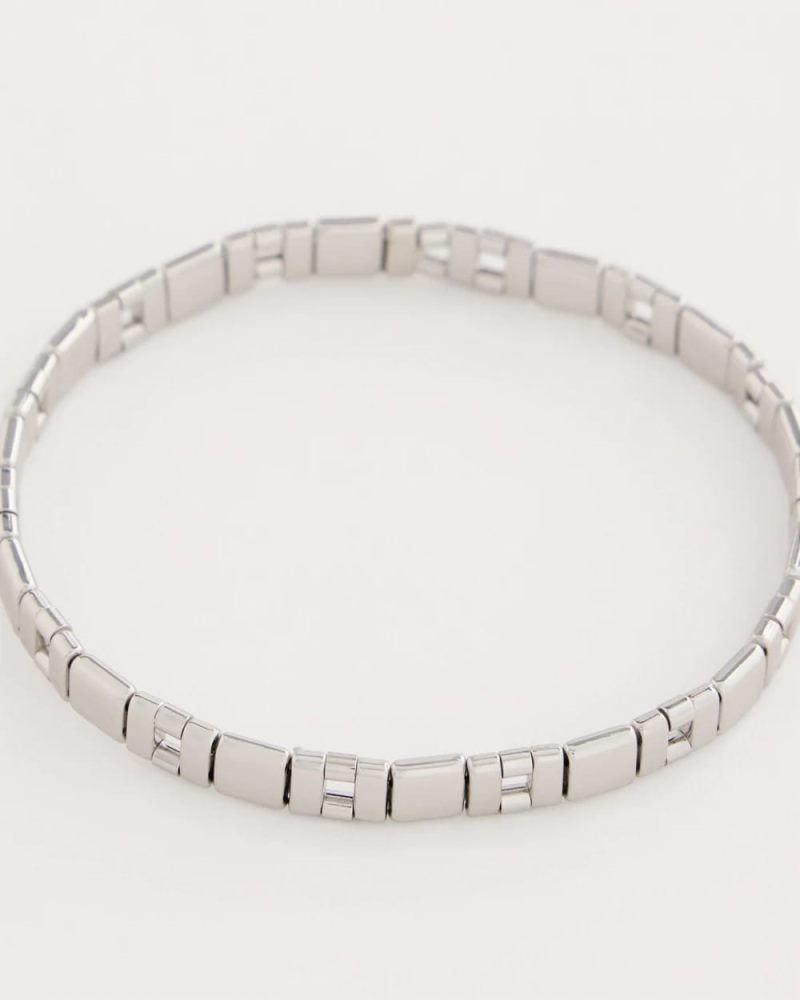 Chicos Glam Silvertone Slice Stretch Bracelet - SILVER