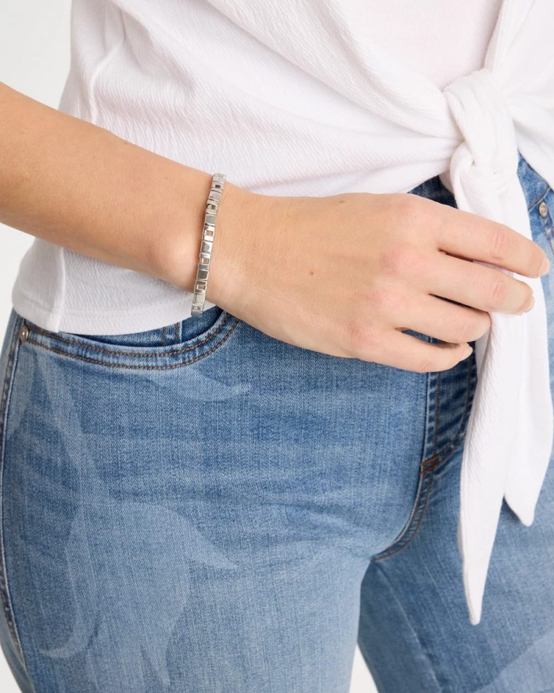 Chicos Glam Silvertone Slice Stretch Bracelet - SILVER