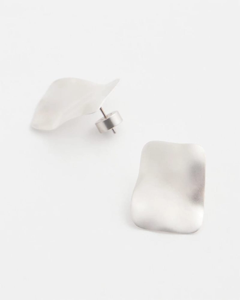Chicos Square Oversized Stud Earrings - SILVER