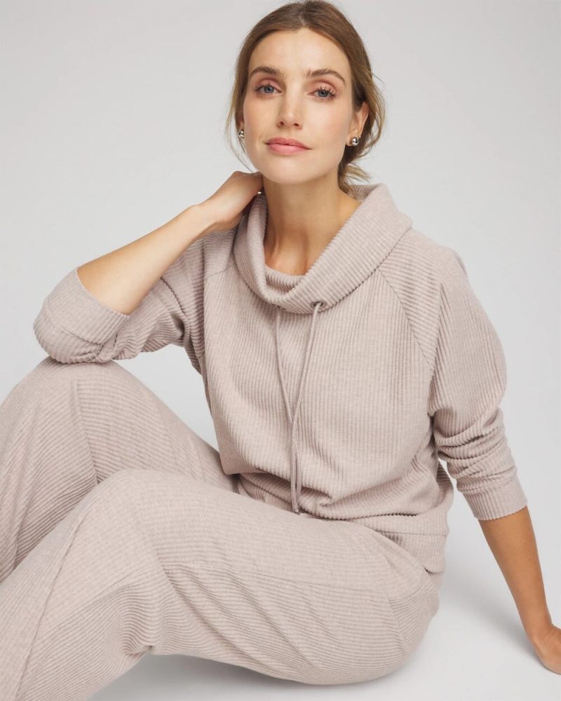 Chicos Zenergy® Soft Brushed Pullover - LIGHT TAUPE HEATHER