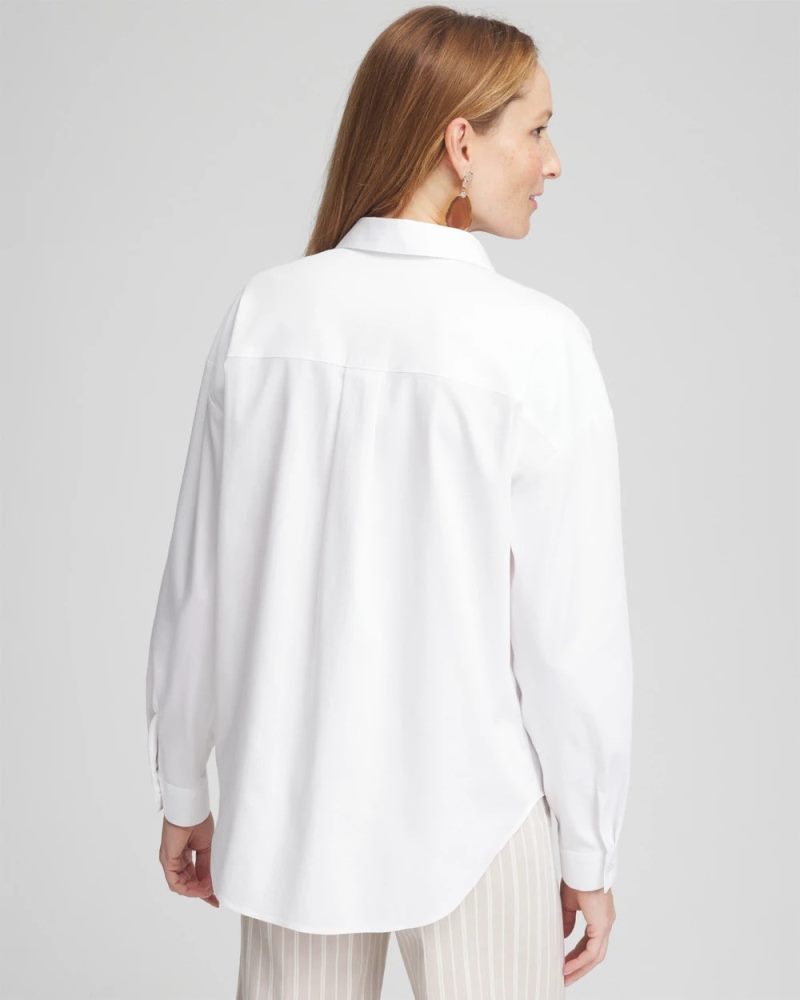 Chicos No Iron Popover Shirt - OPTIC WHITE