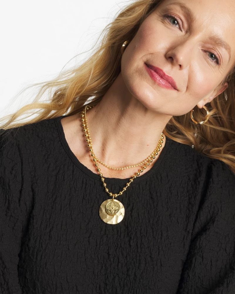 Chicos Short Gold Ball Chain Pendant - GOLD