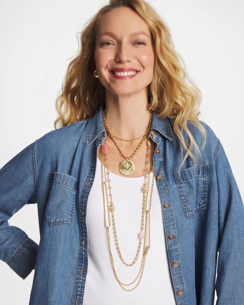 Chicos Short Gold Ball Chain Pendant - GOLD