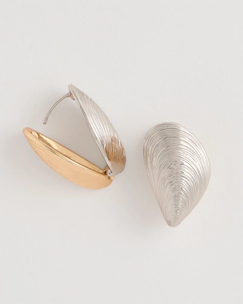 Chicos Mixed Metal Shell Earrings - MIXED METALS