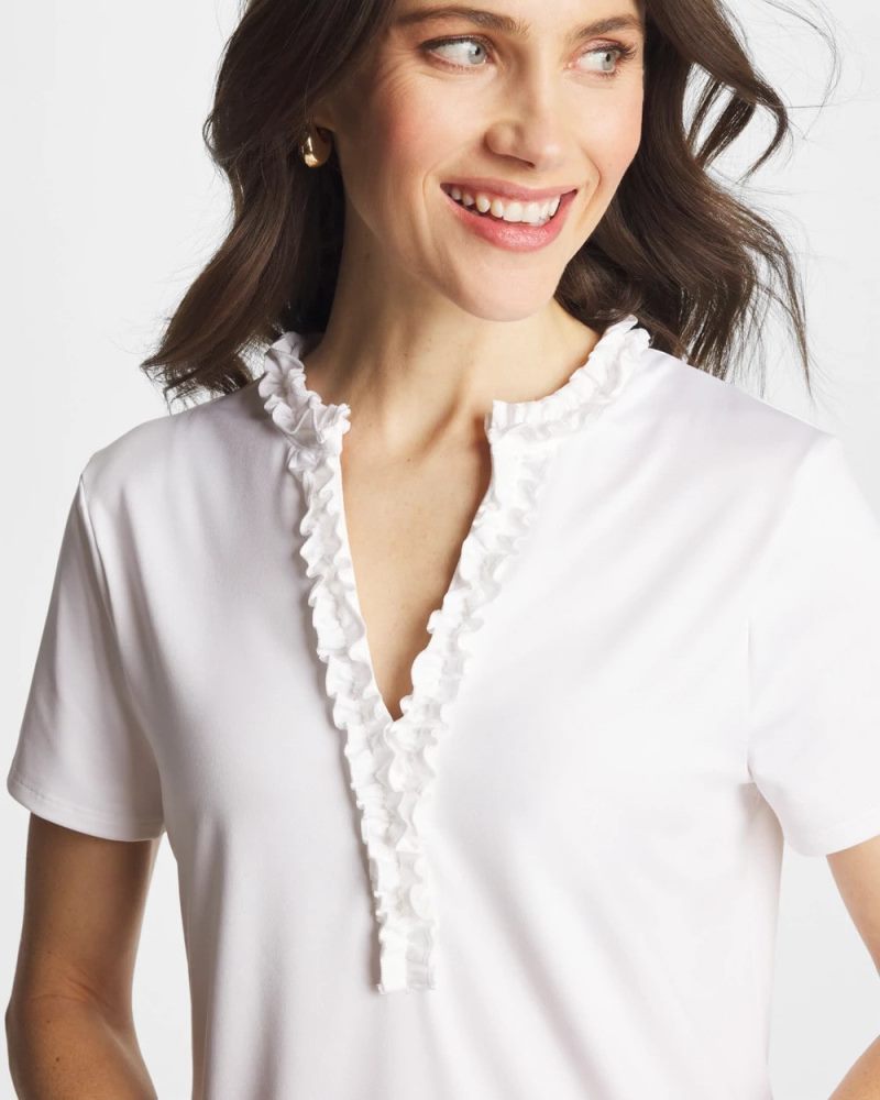 Chicos Zenergy® UPF Ruffle Polo - ALABASTER