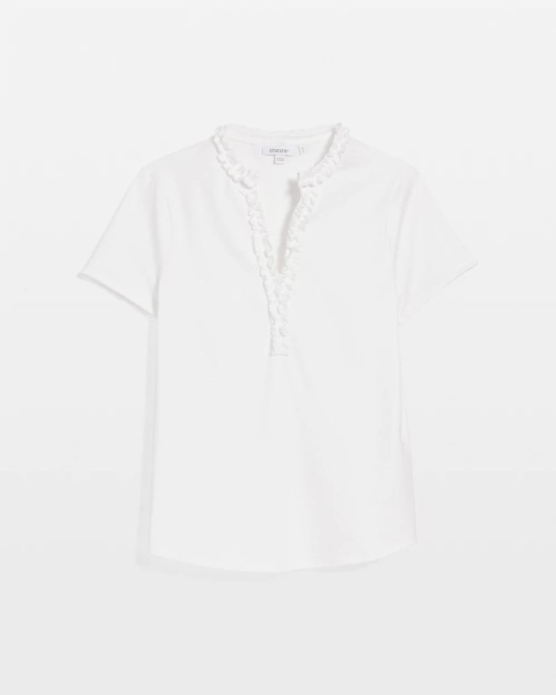 Chicos Zenergy® UPF Ruffle Polo - ALABASTER