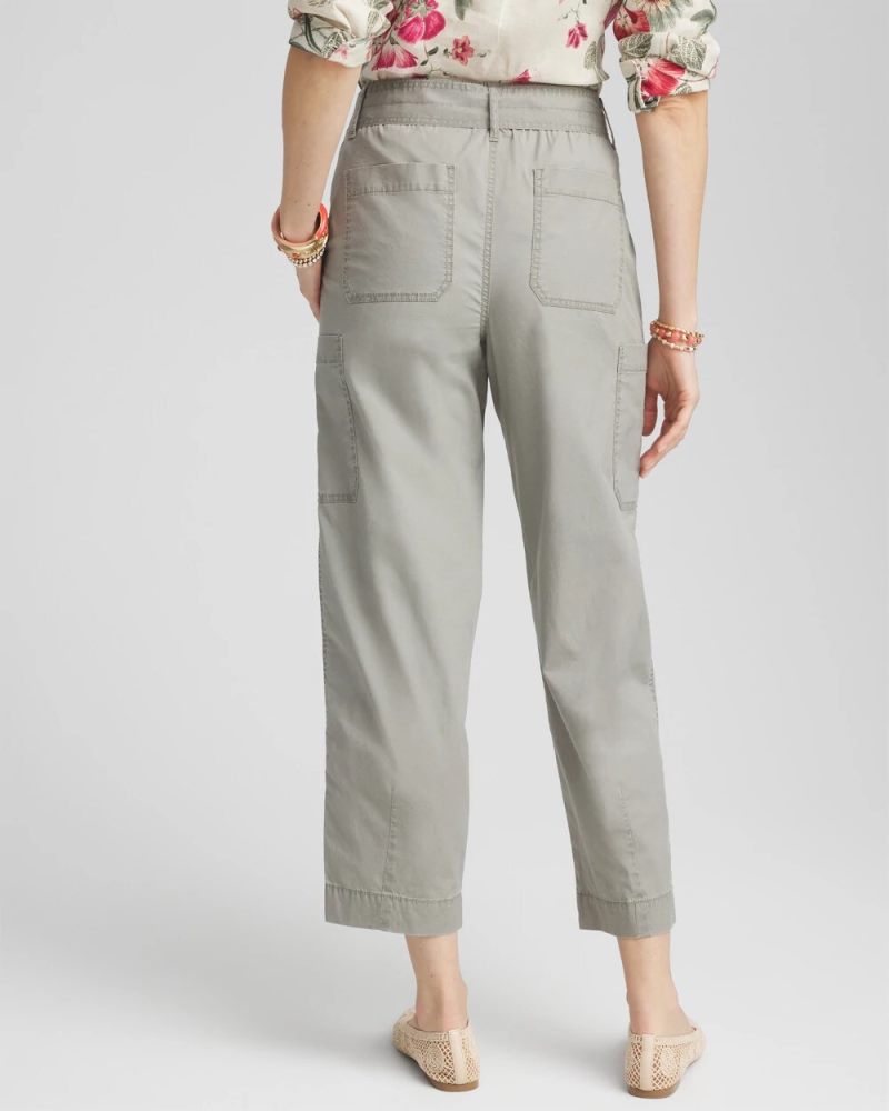 Chicos Poplin Pull-On Tapered-Leg Cropped Pants - MISTY SAGE