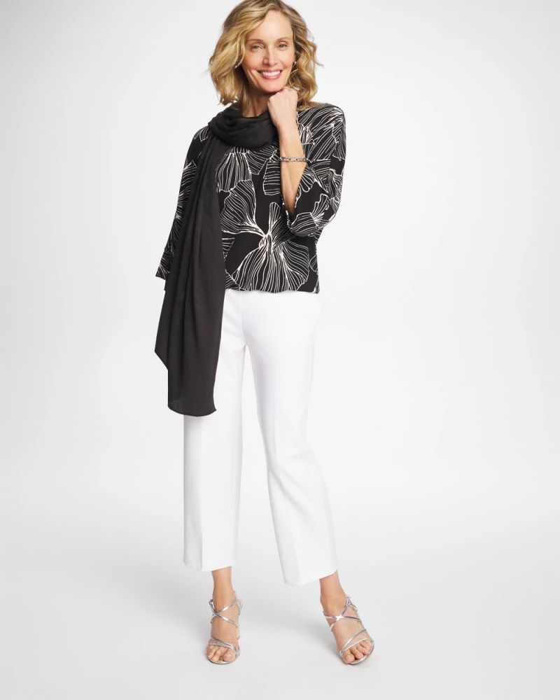Chicos Ginkgo Matte Jersey Bubble Hem Top - BLACK