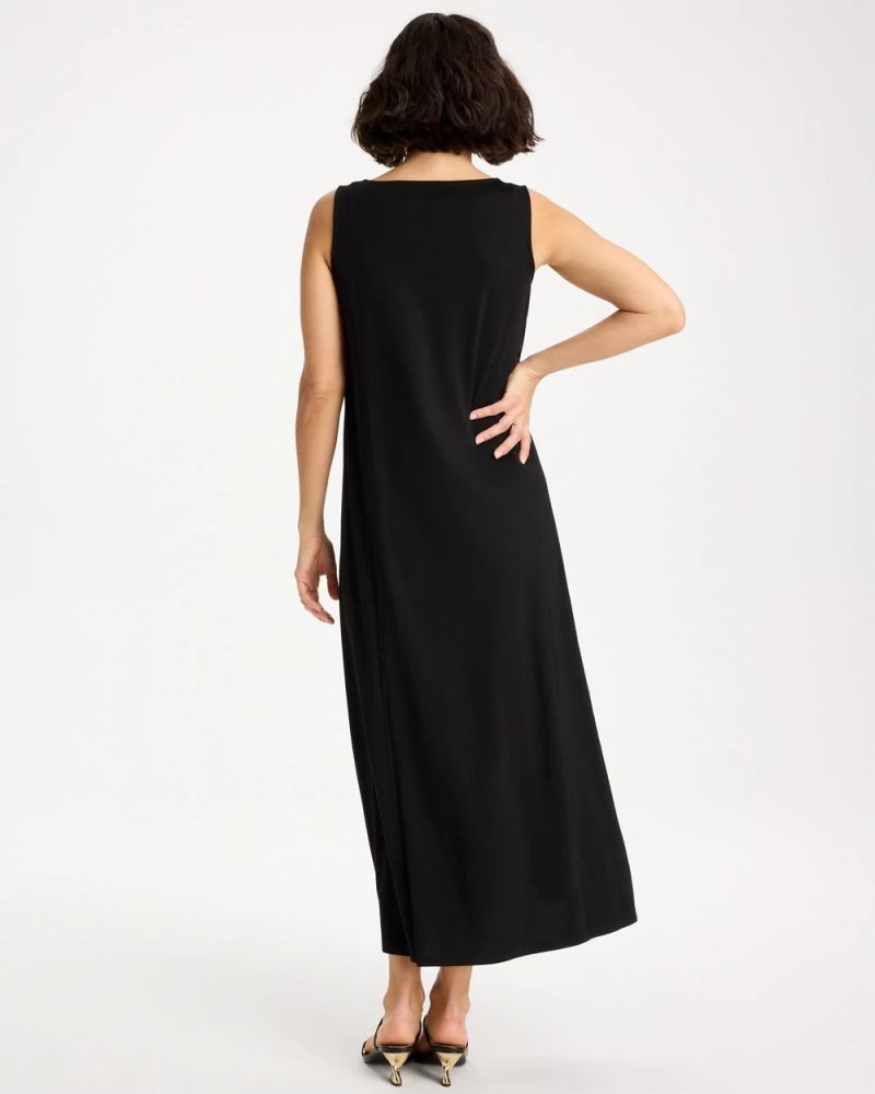 Chicos Ponte Seamed Maxi Dress - BLACK