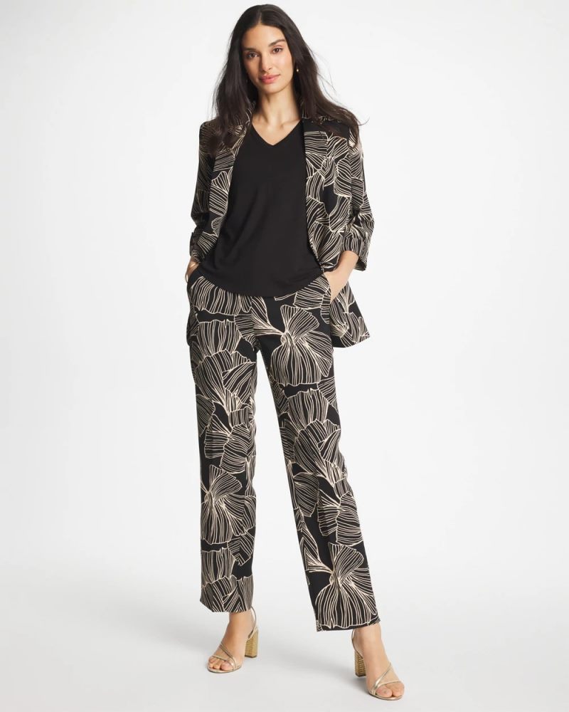 Chicos Ginkgo Crepe Tapered Ankle Pants - BLACK