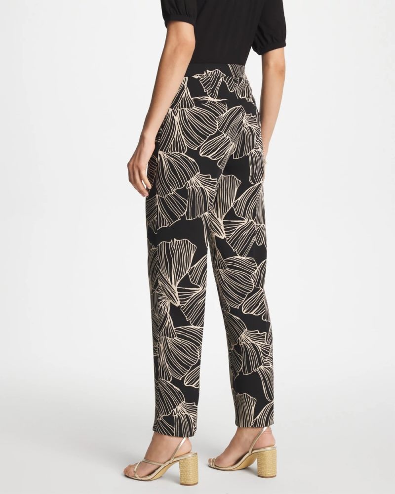 Chicos Ginkgo Crepe Tapered Ankle Pants - BLACK