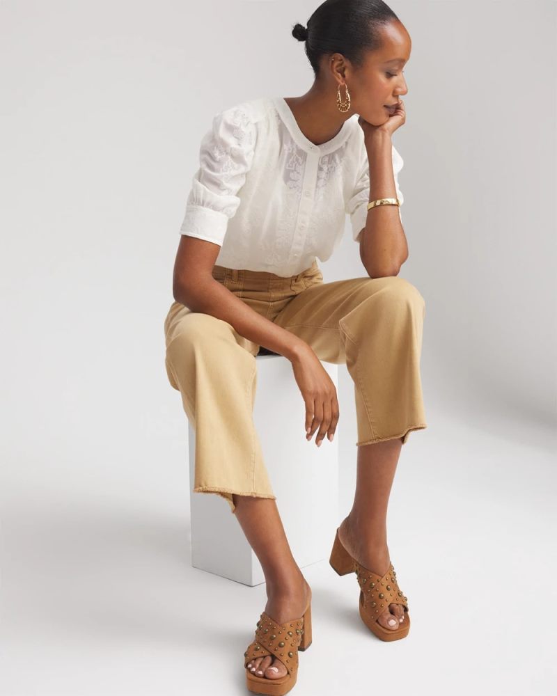 Chicos Chiffon Puff Sleeve Shirt - ECRU