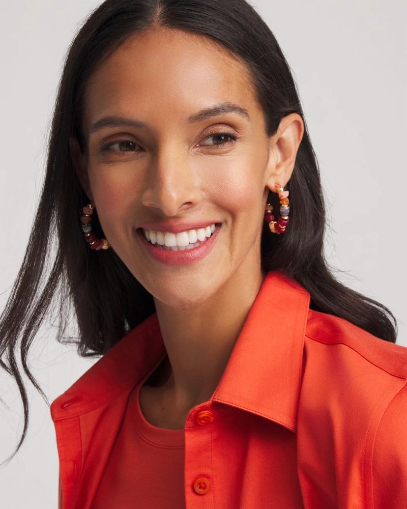 Chicos No Droop® Beaded Hoop Earrings - RED