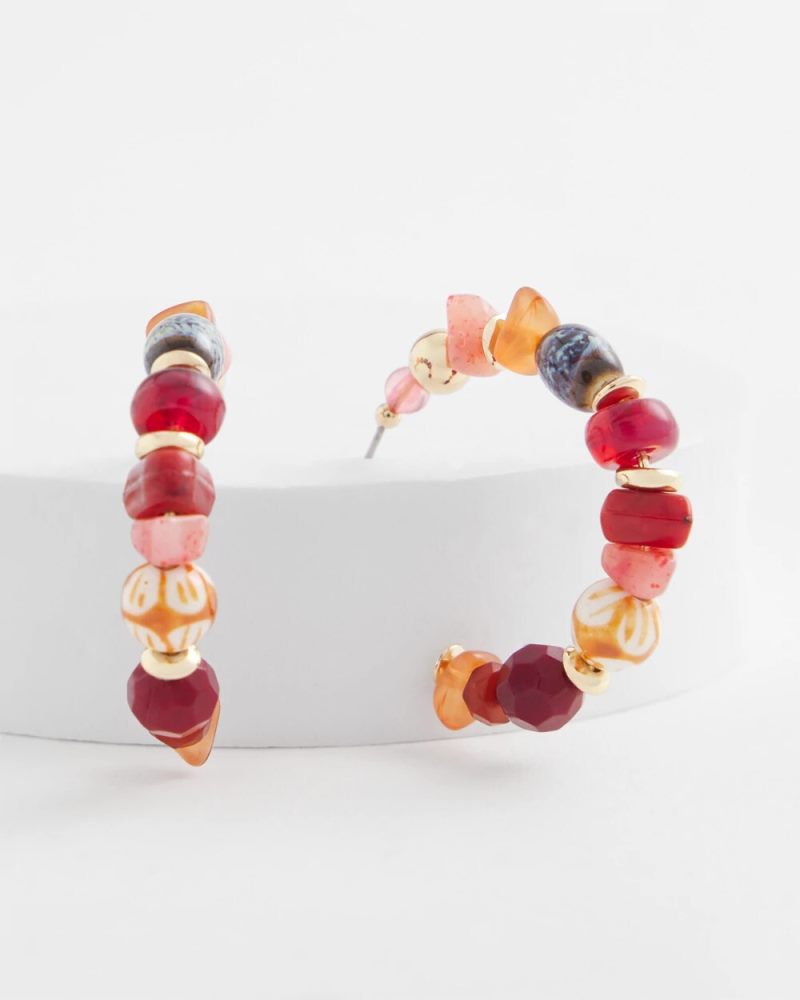Chicos No Droop® Beaded Hoop Earrings - RED