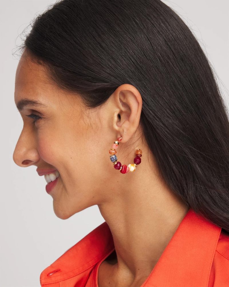 Chicos No Droop® Beaded Hoop Earrings - RED
