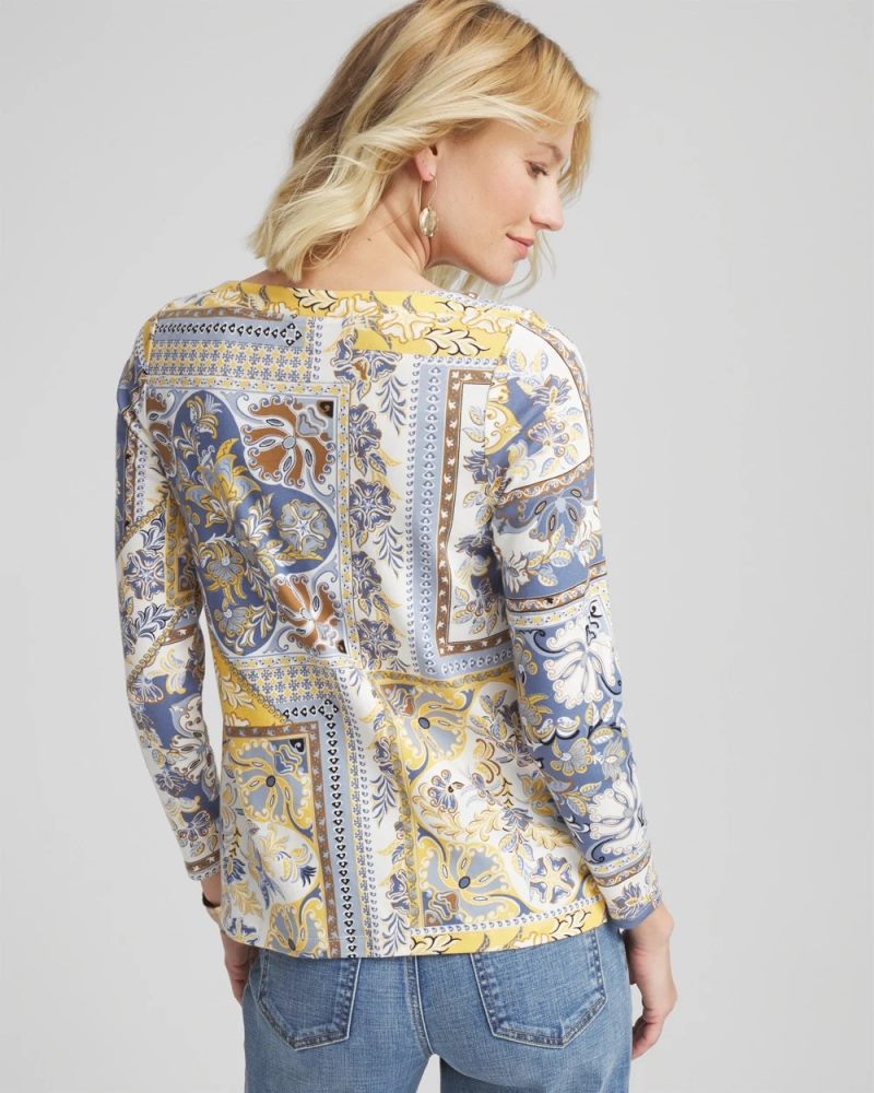 Chicos Stretch Cotton Boatneck Tunic - BLUE LOTUS