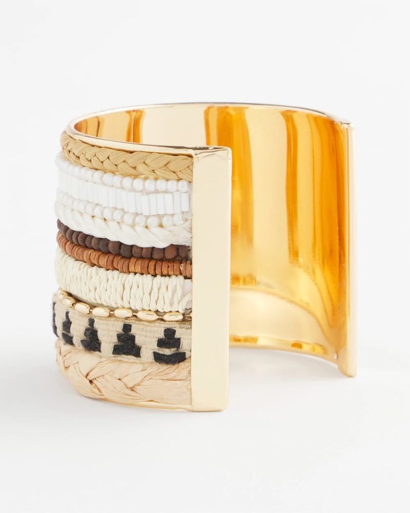 Chicos Mixed Media Textured Cuff Bracelet - NEUTRAL