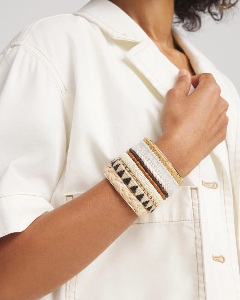 Chicos Mixed Media Textured Cuff Bracelet - NEUTRAL